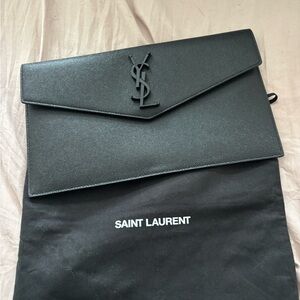 Saint Laurent Black Leather Clutch